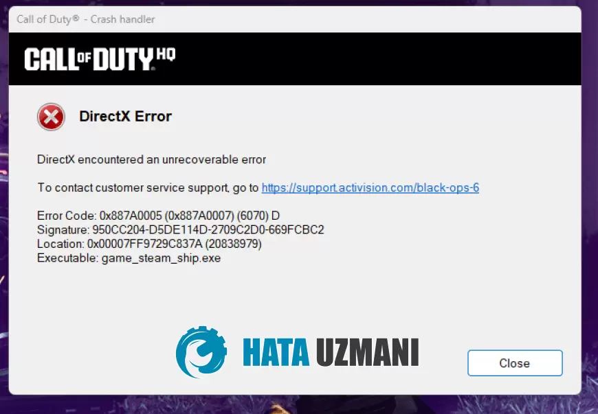 Call of Duty Black Ops 6 Directx Error